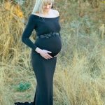 Maternity-dress-rental-black-scoop-neck-long-sleeve-fitted-1