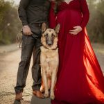 Maternity-dress-rental-maroon-fitted-with-skirt-4