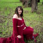 Maternity-dress-rental-maroon-fitted-with-skirt-6