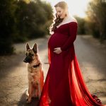 Maternity-dress-rental-maroon-fitted-with-skirt-7