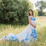 Maternity-dress-rental-white-and-blue-floral-chiffon-size-small-3