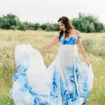 Maternity-dress-rental-white-and-blue-floral-chiffon-size-small-4